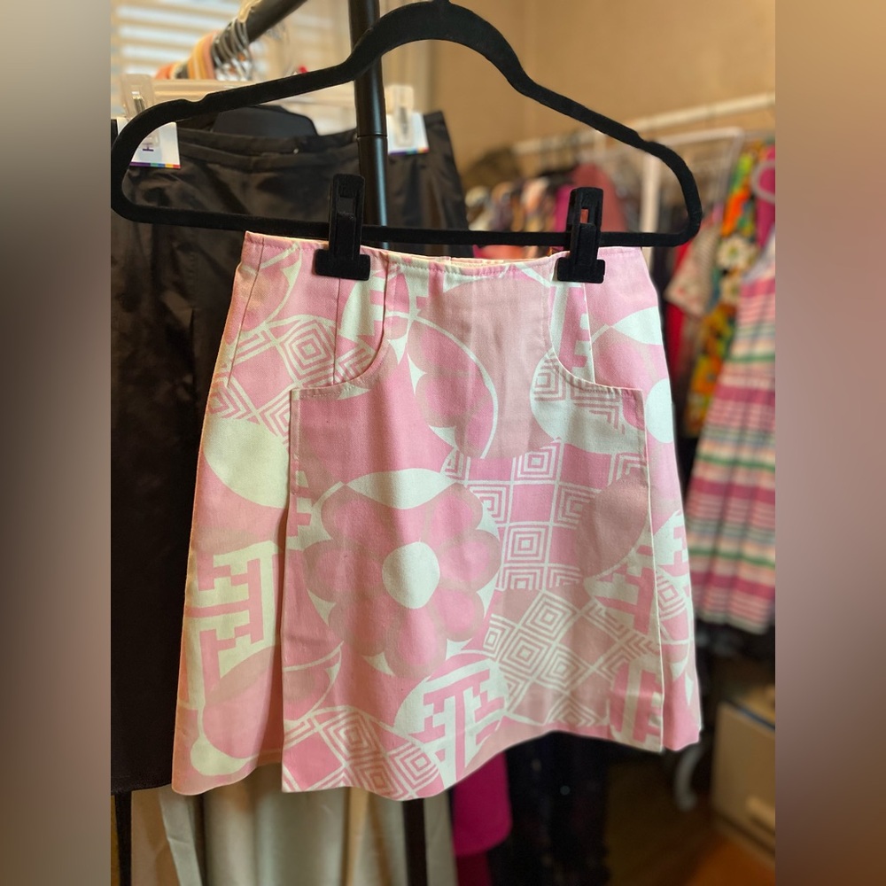 Pink Floral Geometric A-Line Mini Skirt Gordon of Philadelphia - Picture 10 of 10